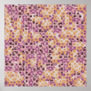 Abstract seamless pattern. Chaotic rounded squares Poster