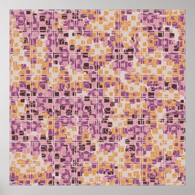 Abstract seamless pattern. Chaotic rounded squares Poster (Front)