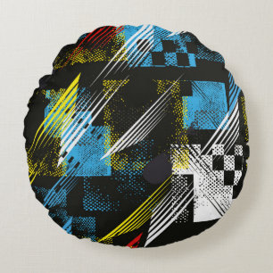 Abstract seamless pattern. Creative vintage backgr Round Cushion