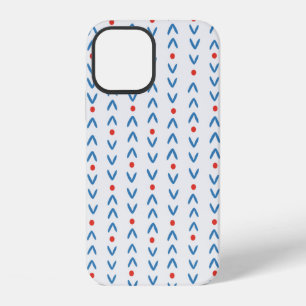 Abstract seamless pattern in blue and red on cream iPhone 12 case