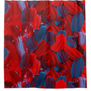 Abstract seamless pattern in red and blue colour shower curtain