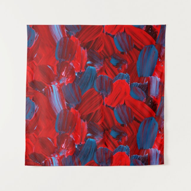 Abstract seamless pattern in red and blue colour tapestry (Front)