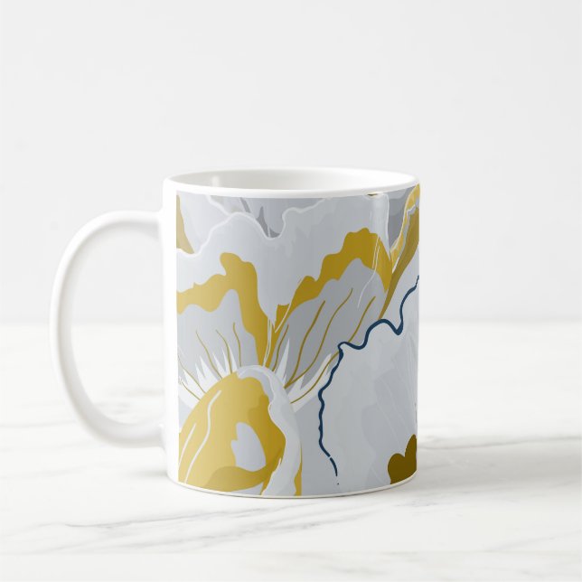 Abstract seamless pattern. Light gray,  yellow,  g Coffee Mug (Left)