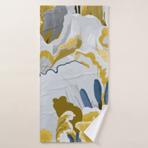 Abstract seamless pattern. Light grey, yellow, g Bath Towel