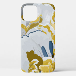 Abstract seamless pattern. Light grey, yellow, g iPhone 12 Case