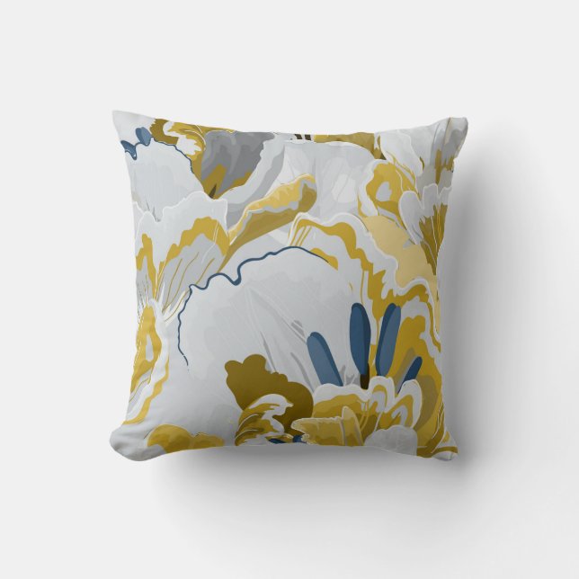 Abstract seamless pattern. Light grey,  yellow,  g Cushion (Front)