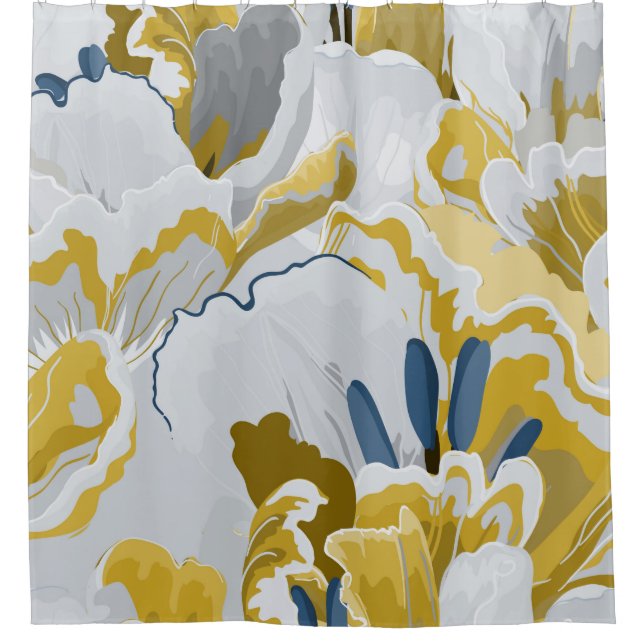 Abstract seamless pattern. Light grey,  yellow,  g Shower Curtain (Front)