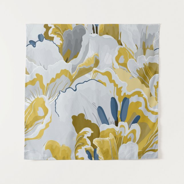 Abstract seamless pattern. Light grey,  yellow,  g Tapestry (Front)