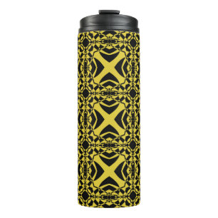 Abstract seamless pattern of black and gold colour thermal tumbler