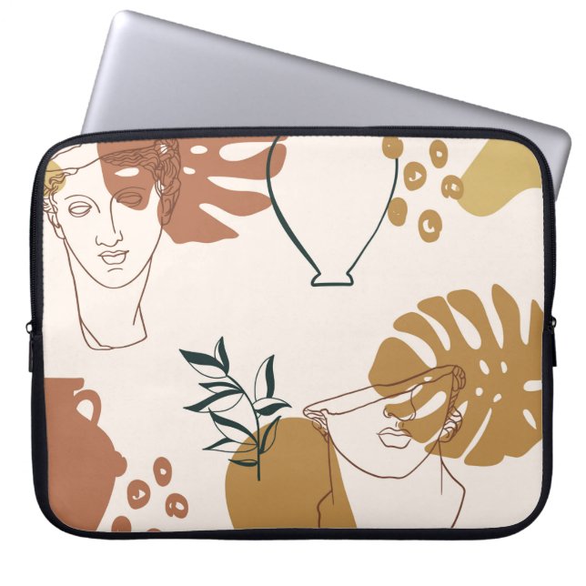 Abstract seamless pattern of Greek sculpture head  Laptop Sleeve (Front)