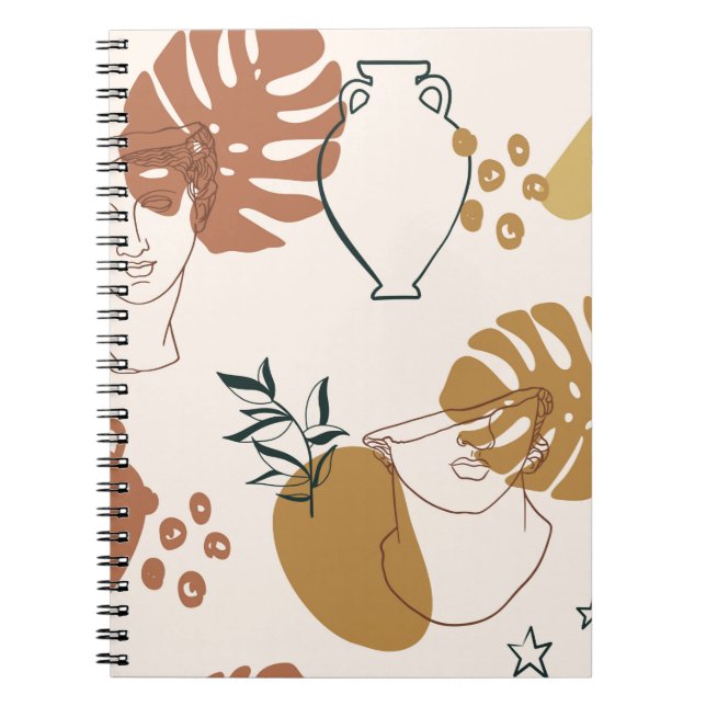 Abstract seamless pattern of Greek sculpture head  Notebook (Front)