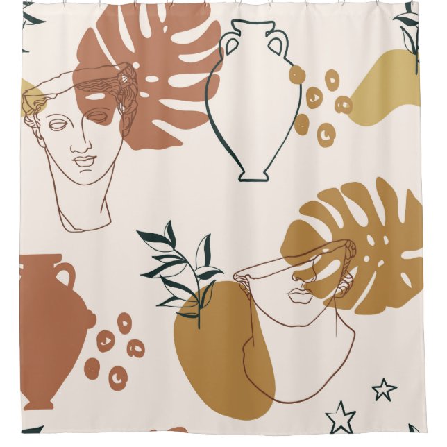 Abstract seamless pattern of Greek sculpture head  Shower Curtain (Front)