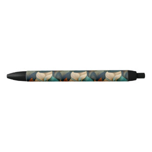 Abstract Seamless Pattern of Organic Shapes Black Ink Pen