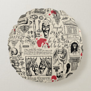 Abstract seamless pattern on the theme of theater round cushion