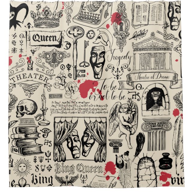 Abstract seamless pattern on the theme of theater  shower curtain (Front)