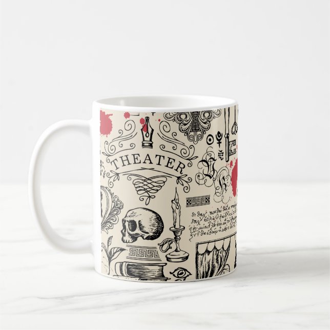 Abstract seamless pattern on the theme of theatre  coffee mug (Left)