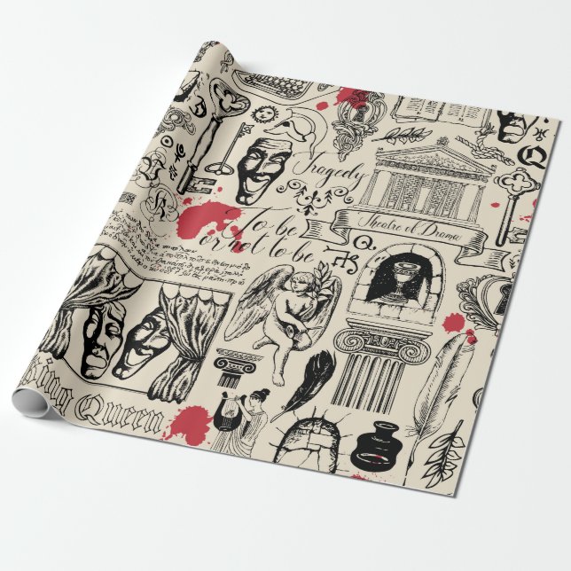 Abstract seamless pattern on the theme of theatre  wrapping paper (Unrolled)