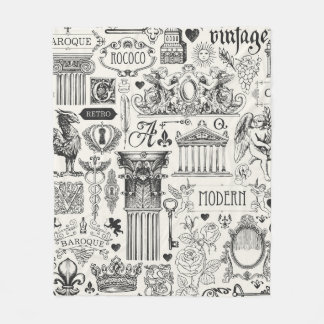 Abstract seamless pattern on the theme of vintage  fleece blanket