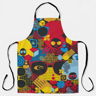 Abstract seamless pattern with black woman. digita apron