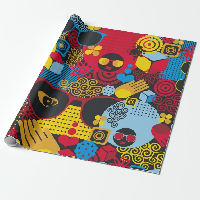 Abstract seamless pattern with black woman. digita wrapping paper (Unrolled)