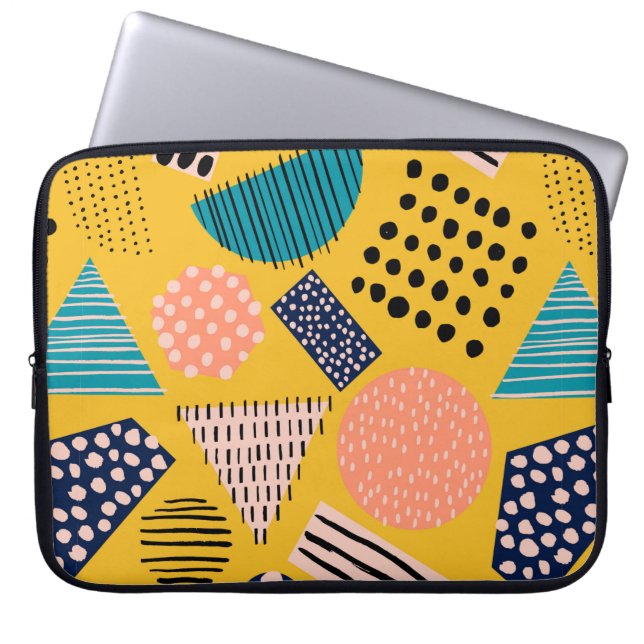 Abstract seamless pattern with different shapes an laptop sleeve (Front)