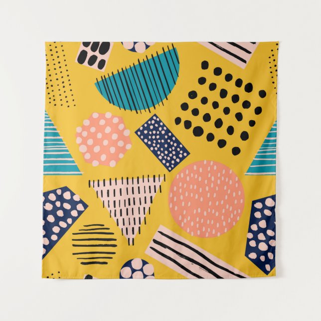 Abstract seamless pattern with different shapes an tapestry (Front)