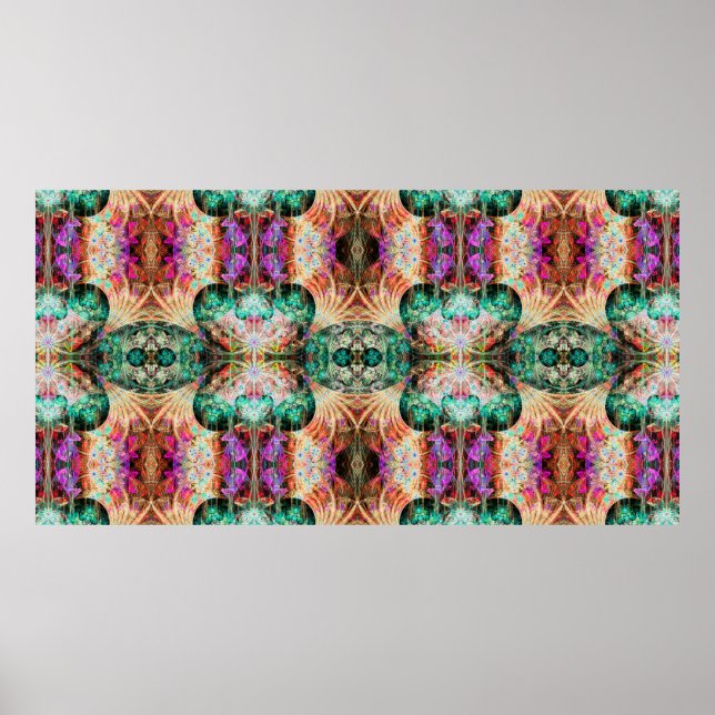 Abstract seamless pattern with flowers and decorat poster (Front)