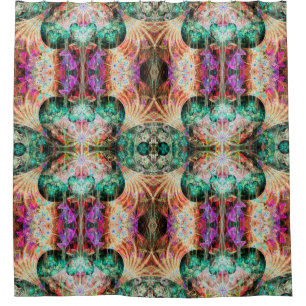 Abstract seamless pattern with flowers and decorat shower curtain