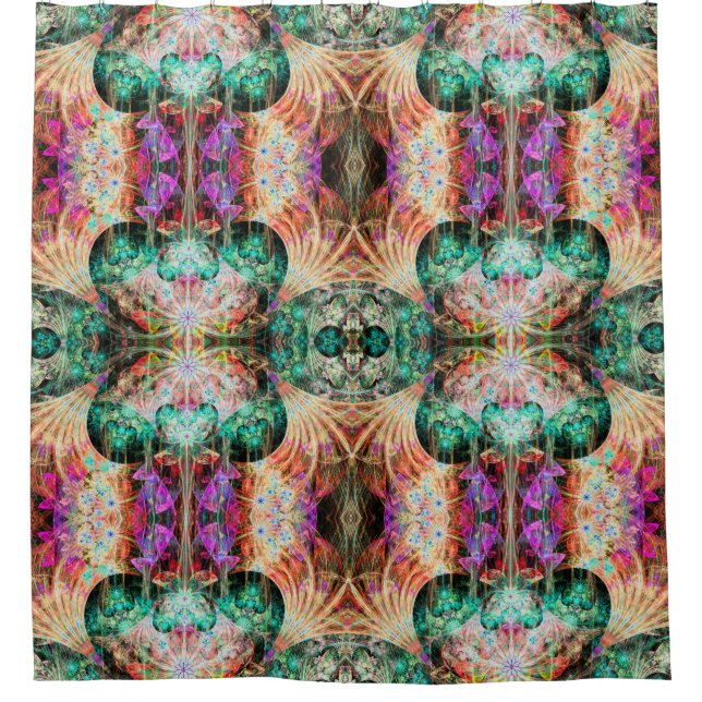 Abstract seamless pattern with flowers and decorat shower curtain (Front)