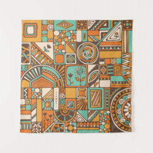 Abstract seamless pattern with geometric elements. tapestry