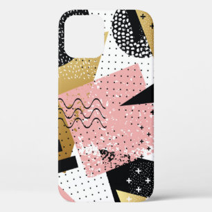 Abstract seamless pattern with gold foil pink blac iPhone 12 case