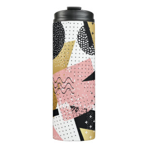 Abstract seamless pattern with gold foil pink blac thermal tumbler
