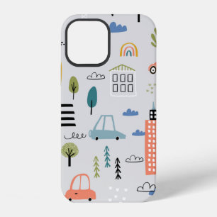 Abstract seamless pattern with hand drawn city des iPhone 12 case