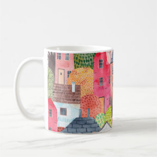 Abstract seamless pattern with houses. Watercolor  Coffee Mug