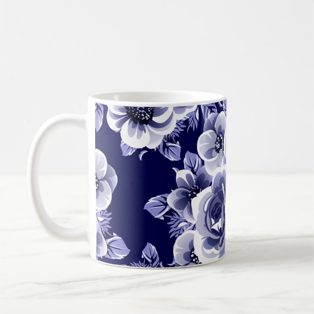 Abstract seamless pattern with plants, herbs and f coffee mug (Left)