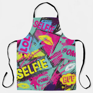 Abstract seamless pattern with Pop art comicspeech Apron