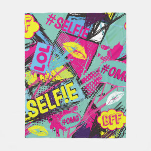Abstract seamless pattern with Pop art comicspeech Fleece Blanket