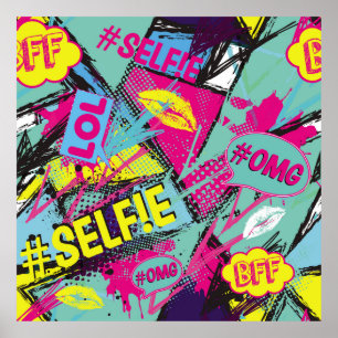 Abstract seamless pattern with Pop art comicspeech Poster