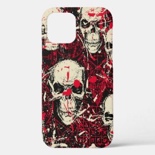 Abstract seamless pattern with sinister human skul iPhone 12 case