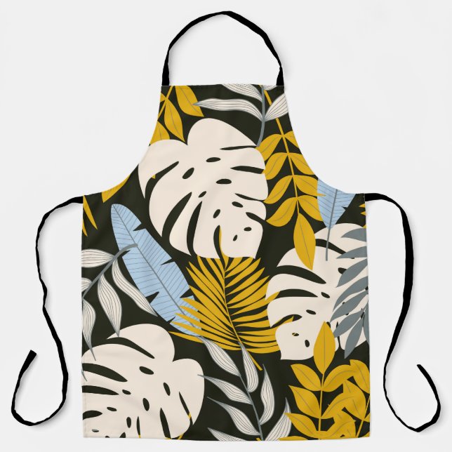 Abstract seamless pattern with tropical leaves and apron (Front)