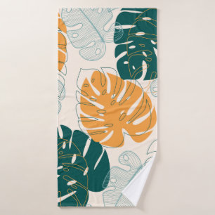 Abstract seamless pattern with tropical leaves and bath towel