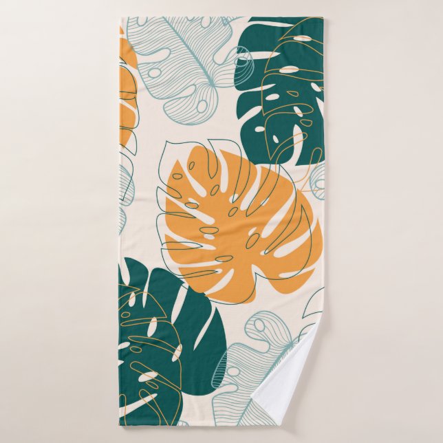 Abstract seamless pattern with tropical leaves and bath towel (Bath Towel)