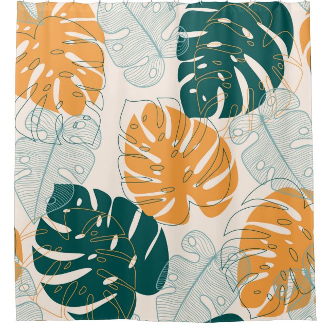 Abstract seamless pattern with tropical leaves and shower curtain (Front)