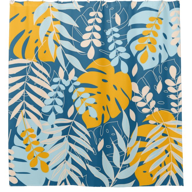 Abstract seamless pattern with tropical leaves and shower curtain (Front)