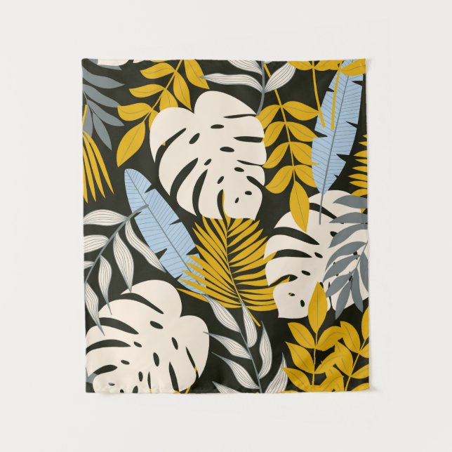 Abstract seamless pattern with tropical leaves and tapestry (Front)