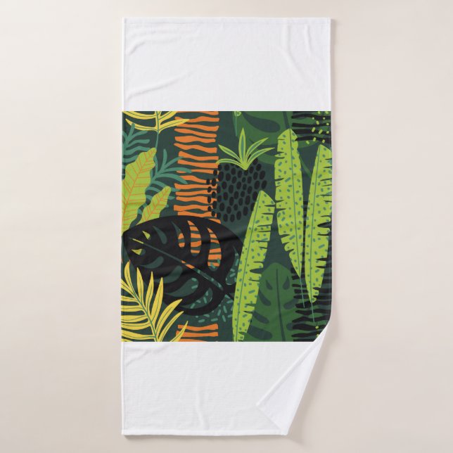 Abstract seamless pattern with tropical leaves. Ha Bath Towel (Bath Towel)
