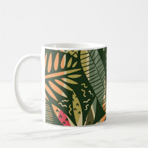 Abstract seamless pattern with tropical leaves. Ha Coffee Mug
