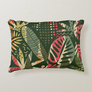 Abstract seamless pattern with tropical leaves. Ha Decorative Cushion