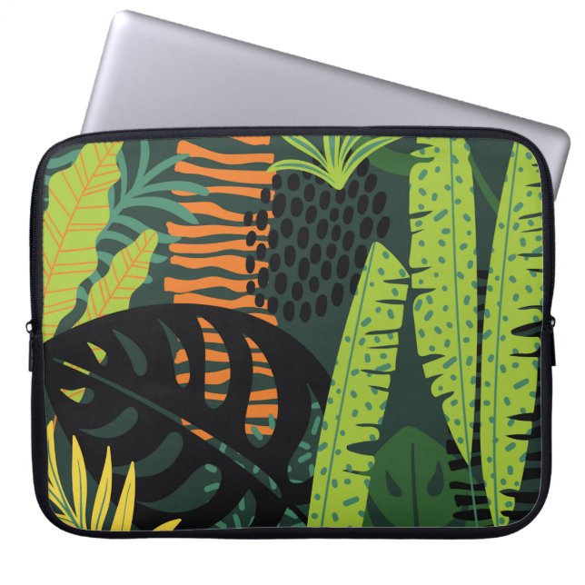 Abstract seamless pattern with tropical leaves. Ha Laptop Sleeve (Front)