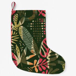 Abstract seamless pattern with tropical leaves. Ha Small Christmas Stocking